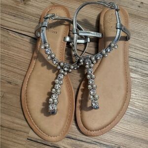 Silver Beaded Sandals